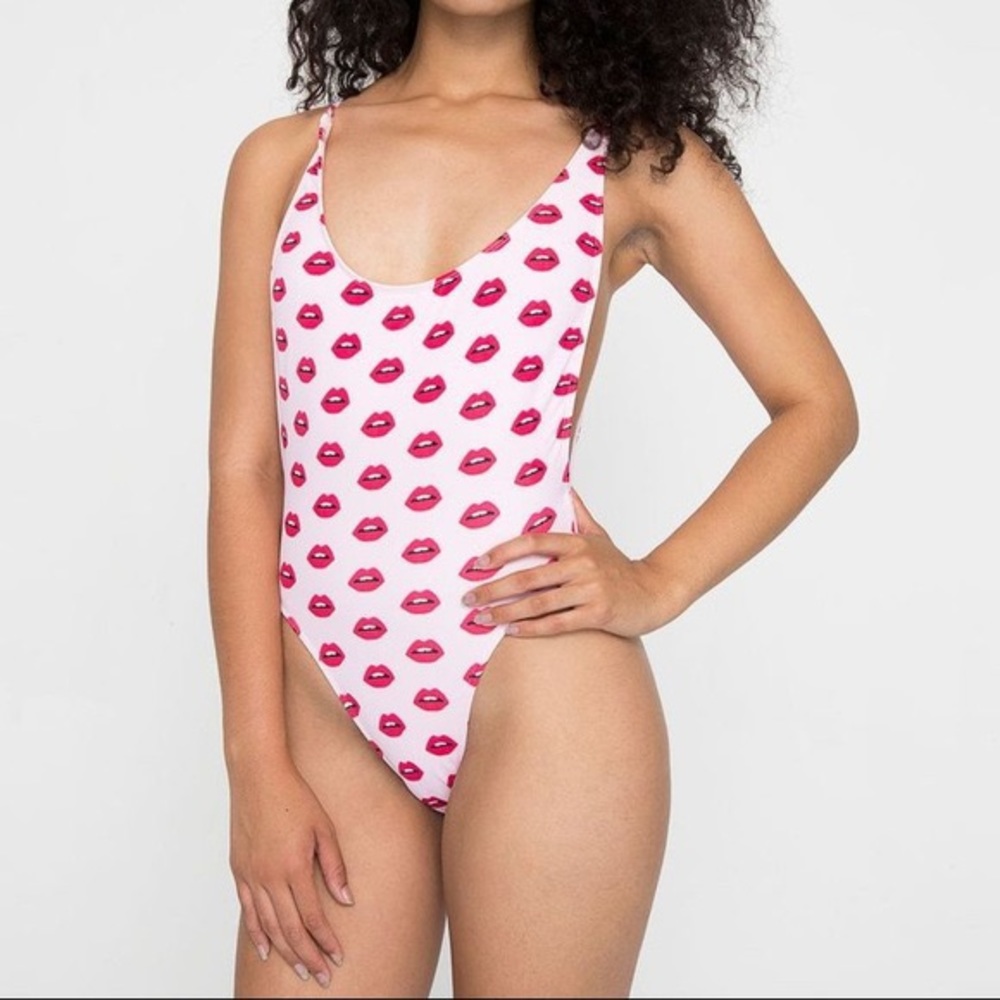 American Apparel Lips Print Swimsuit Size S NWOT
